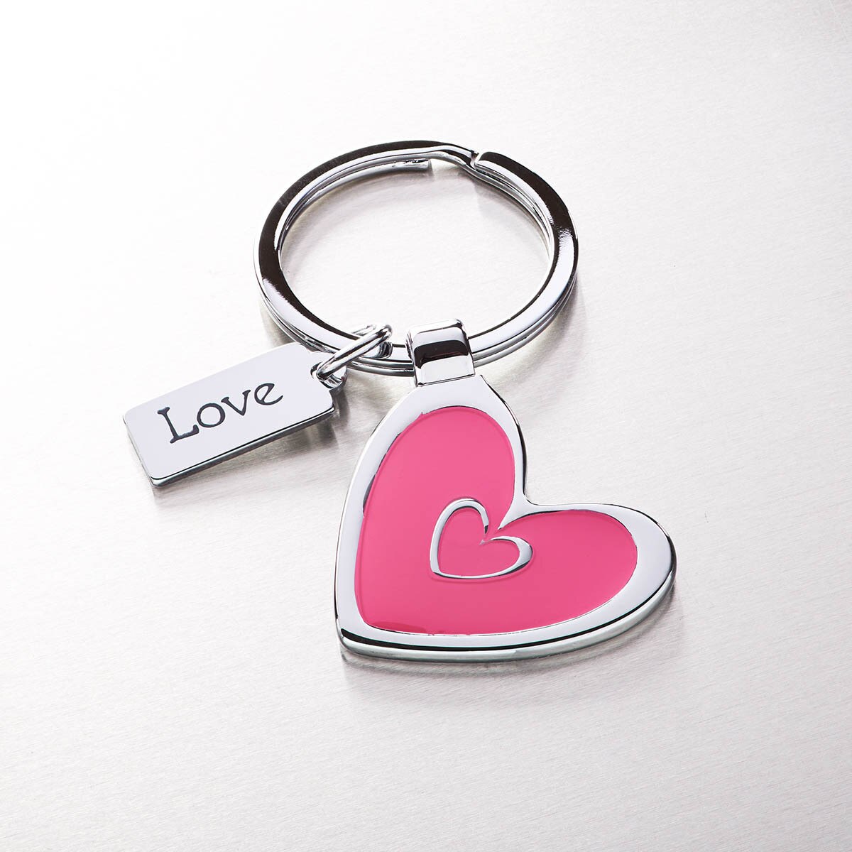 Heart Keyring with Love Charm