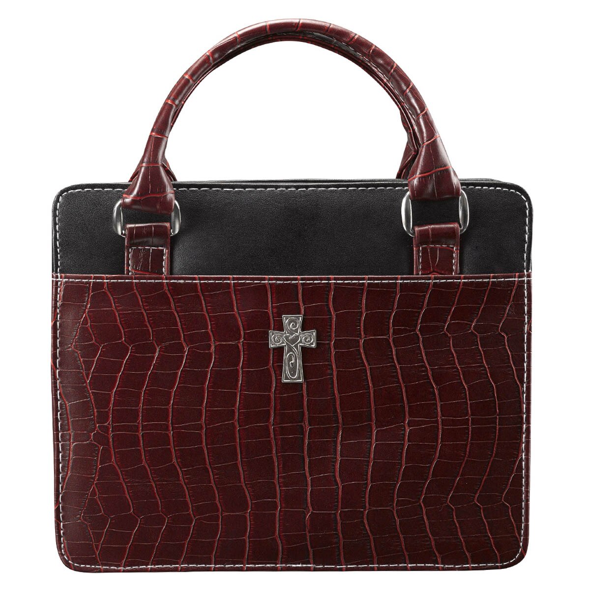 Purse-Style-with-Crocodile-Embossing-in-Burgundy-Bible-Cover-Size-Medium