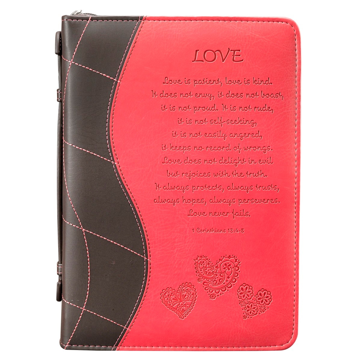 Christian Liaigre 洋書 ハードカバー Love Pink Faux Leather Bible Cover - 1 Corinthians 13:4-8