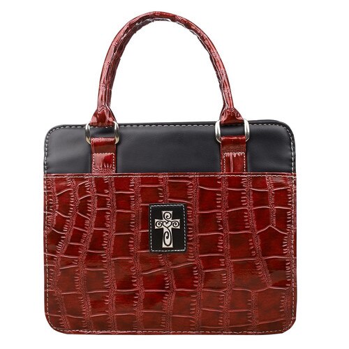 Burgundy Crocodile Embossed Purse-style Fashion Bible Cover