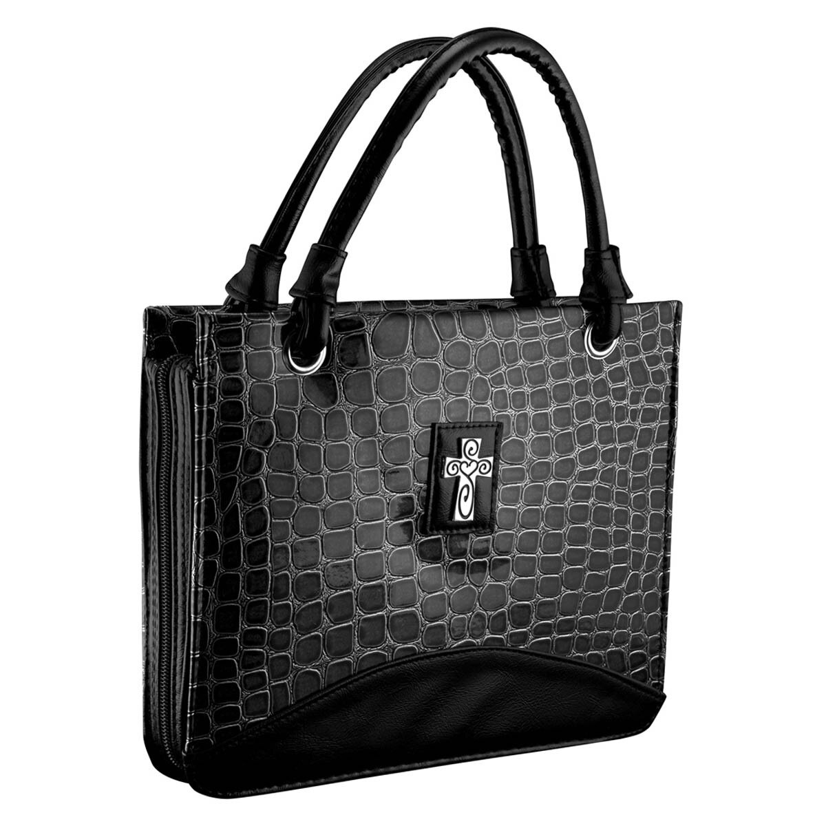Black Metallic Croc PurseStyle Bible Cover