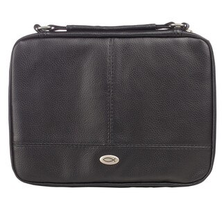 Bible Cover Organizer Two-fold Black Ichthus Badge