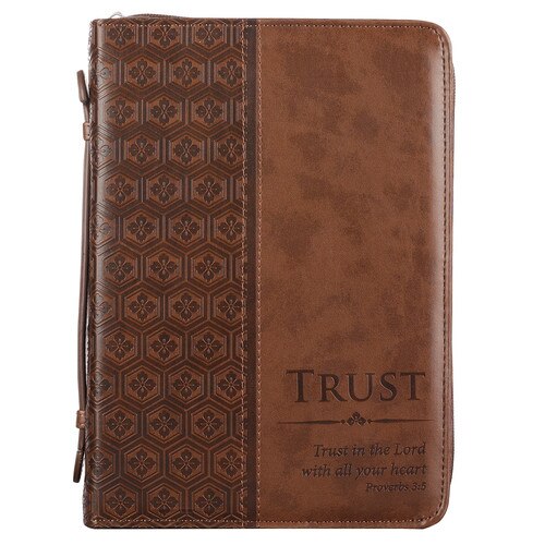 Trust In The Lord Brown Faux Leather Classic Bible Cover - Proverbs: 3:5