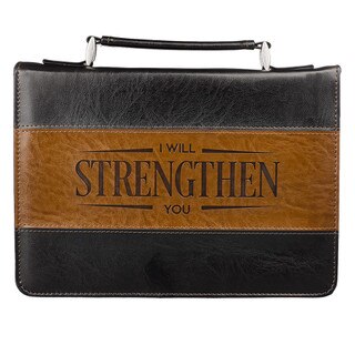 Bible Cover Classic Black/Brown Strengthen Isa. 41:10
