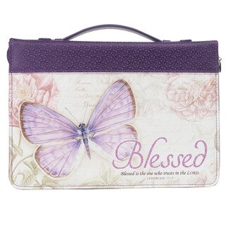 Bible Cover Fashion Purple/Butterfly Printed Blessed Jer. 17:7
