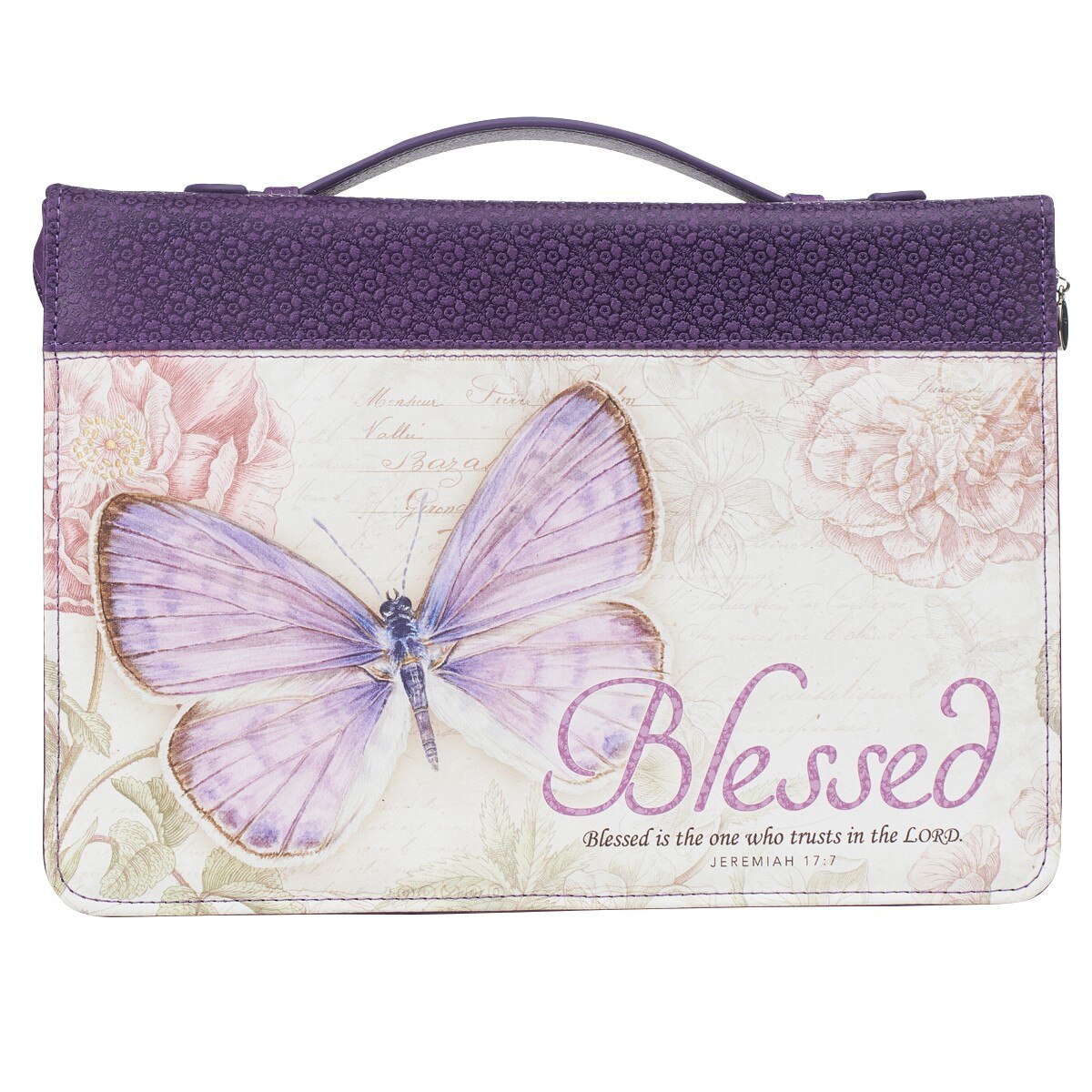 Blessed Purple Butterfly Blessings Faux Leather Fashion Bible Cover -  Jeremiah 17:7