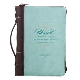 Bible Cover Fashion Teal/Brown Blessed Luke 1:45