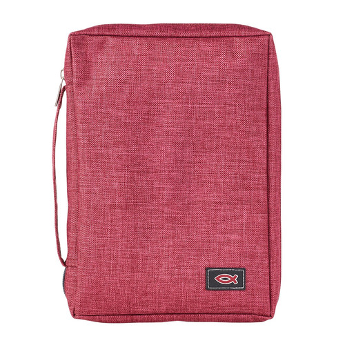 Burgundy Poly-Canvas Value Bible Cover with Ichthus Patch