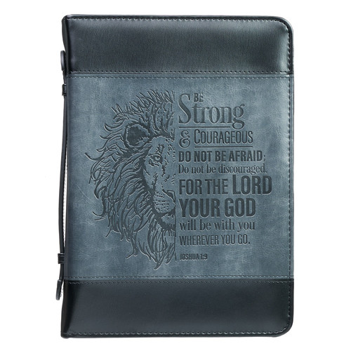 Be Strong Lion Two-Tone Classic Bible Cover - Joshua 1:9
