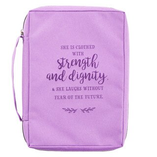 Strength and Dignity Lavender Poly-Canvas Bible Cover - Proverbs 31:25