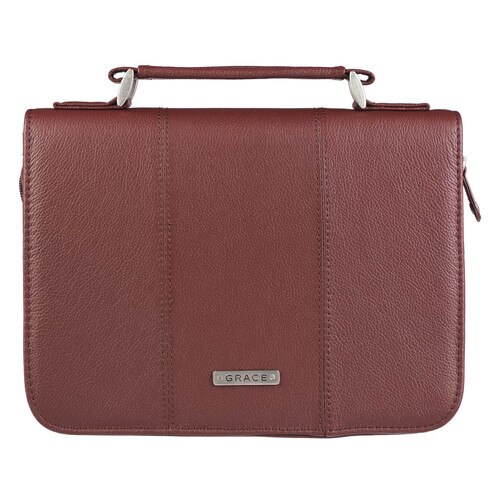 Grace Full Grain Leather Bible Cover in Russet Brown