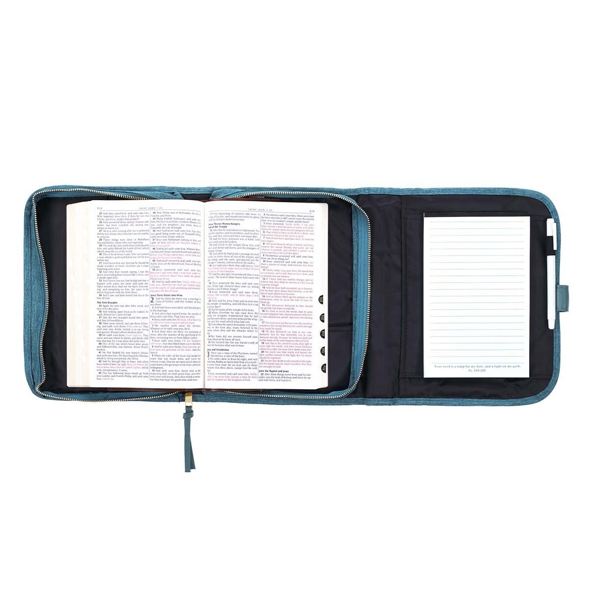 Faith Teal Tri-fold Organizer Bible Cover