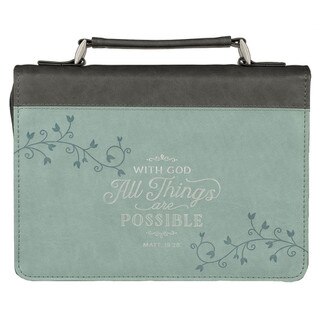 Bible Cover Fashion Blue/Gray With God All Things Matt. 19:26