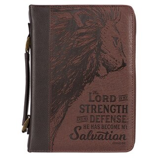 Bible Cover Classic Brown Two-tone Lord is My Strength Ex. 15:2