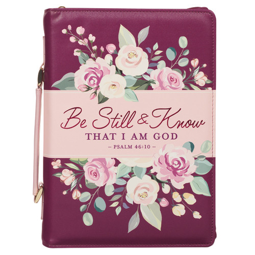 Be Still and Know Pearlescent Plum Fashion Bible Cover - Psalm 46:10