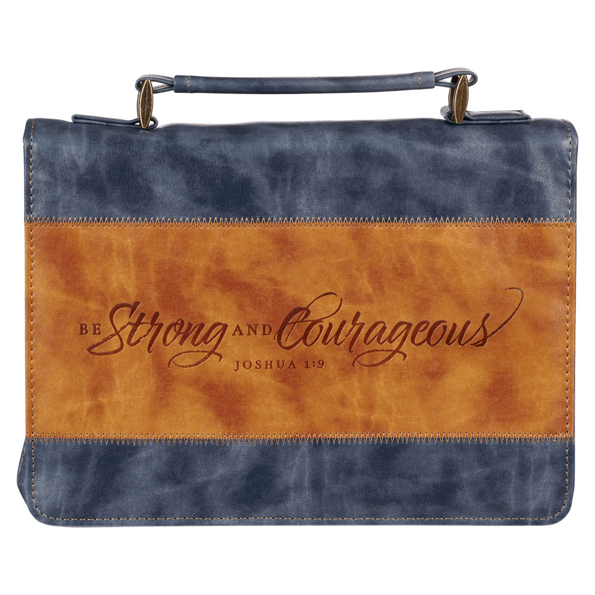 Strong and Courageous Butterscotch and Navy Faux Leather Luggage