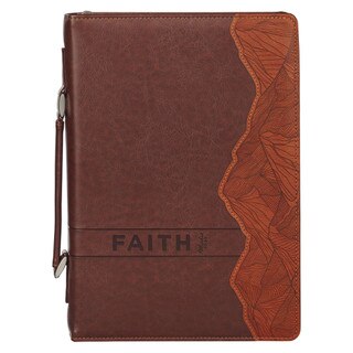 Faith Burnt Chestnut Brown Faux Leather Classic Bible Cover - Matthew 17:20