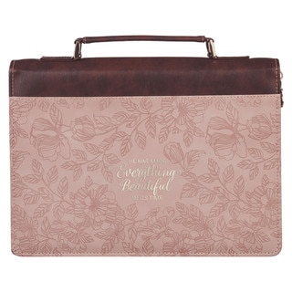 Everything Beautiful Blush Floral Faux Leather Fashion Bible Cover - Ecclesiastes 3:11