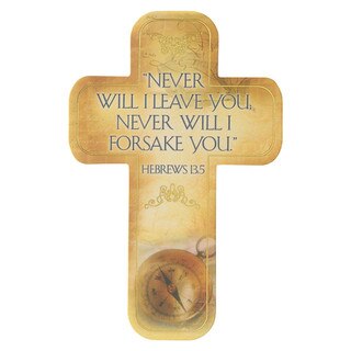 Cross Bookmark Tan Compass Never Will I Leave You Heb. 13:5