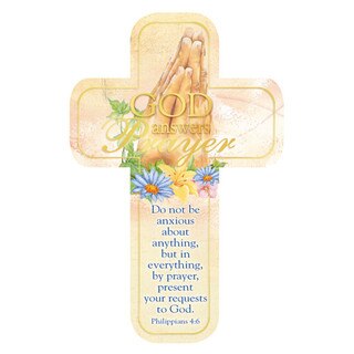 Cross Bookmark Tan Praying Hands God Answers Phil. 4:6