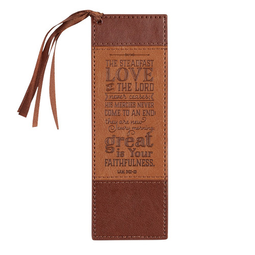 Steadfast Love of The LORD Brown Two-tone Faux Leather Bookmark - Lamentations 3:22-23