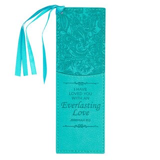 Bookmark Faux Leather Teal Everlasting Love Jer. 31:3