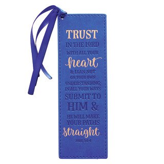 Bookmark Faux Leather Blue Trust in the Lord Prov. 3:5-6