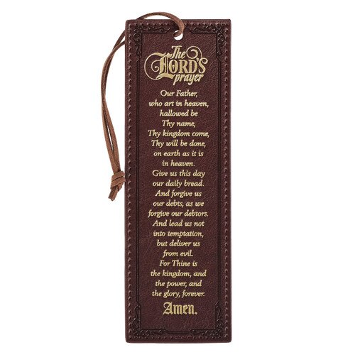 The LORDs Prayer Walnut Brown Faux Leather Bookmark - Matthew 6:9-13