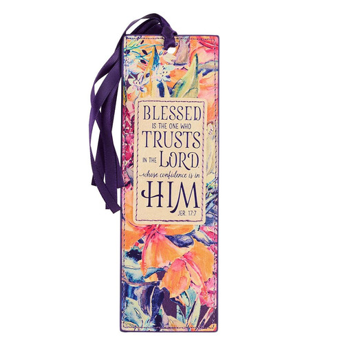 Blessed Is The One Faux Leather Bookmark - Jeremiah 17:7