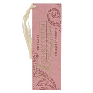 Bookmark Faux Leather Pink Everything Through Christ Phil. 4:13