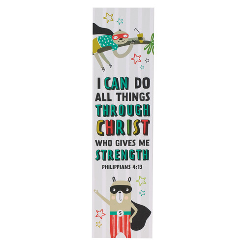I Can Do All Things Raccoon Superhero Sunday School/Teacher Bookmark Set - Philippians 4:13