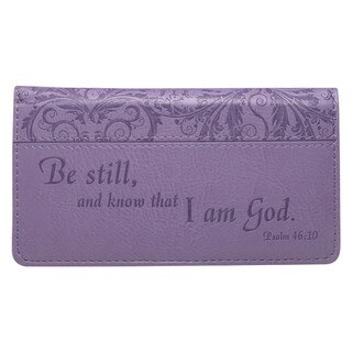 Be Still Purple Faux Leather Checkbook Cover - Psalm 46:10
