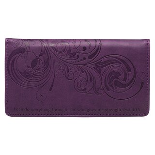 I Can Do Everything Through Him Purple Faux Leather Checkbook Wallet - Philippians 4:13