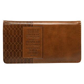 I know the Plans Faux Leather Checkbook Cover with Rectangular Patch - Jeremiah 29:11