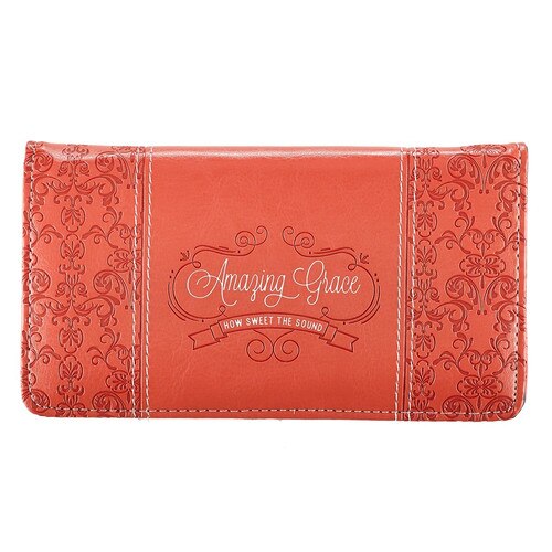 Amazing Grace Coral Faux Leather Checkbook Cover