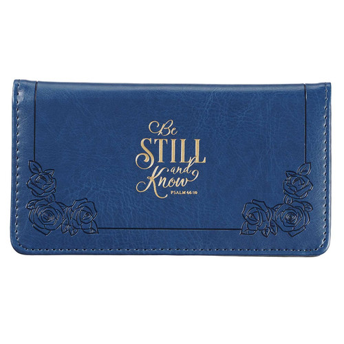 Be Still and Know Navy Faux Leather Checkbook Cover - Psalm 46:10