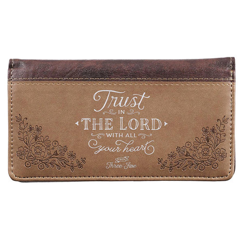 Trust In The LORD Two-tone Brown Faux Leather Checkbook Cover - Proverbs 3:5