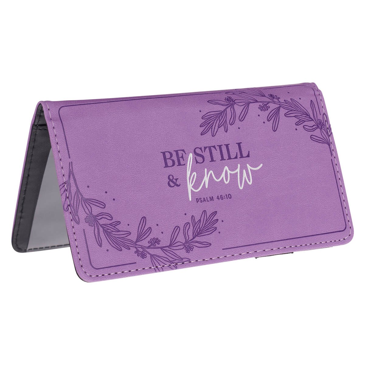 Be Still and Know Lilac Purple Faux Leather Checkbook Wallet