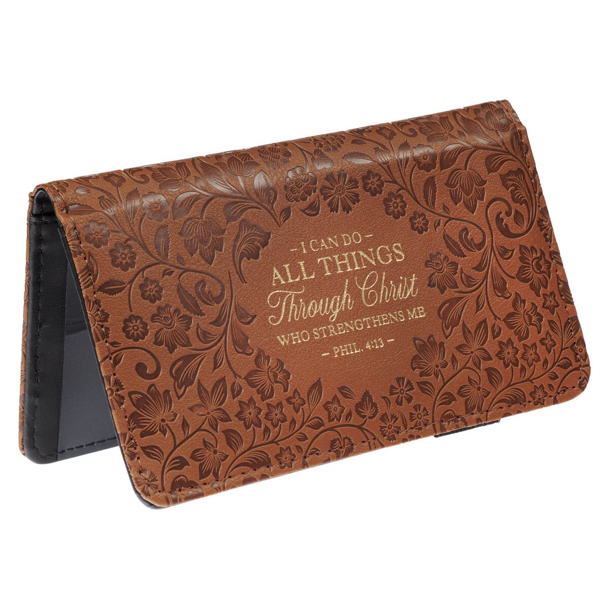 All Things Honey-brown Faux Leather Checkbook Wallet - Philippians