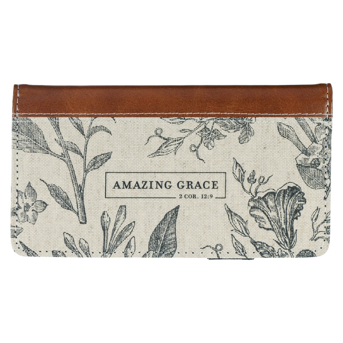 Amazing Grace Natural Canvas and Honey-brown Faux Leather Journal