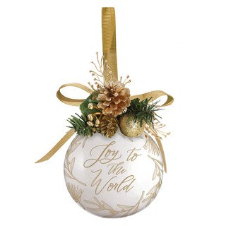 Joy to the World White Ceramic Christmas Ornament