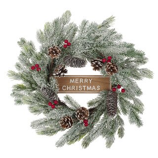Merry Christmas Decorative Evergreen Wreath