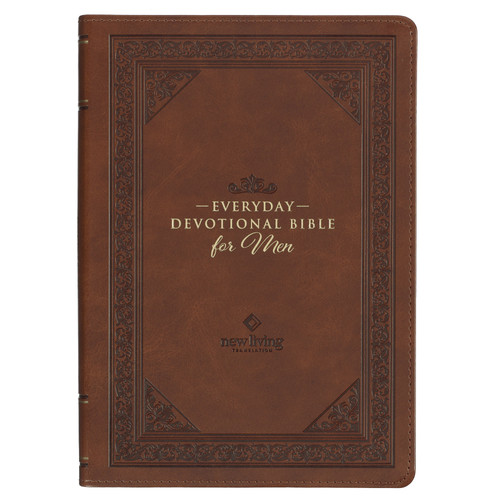 Chestnut Brown Faux Leather NLT Everyday Devotional Bible for Men
