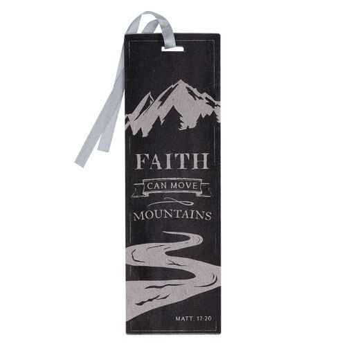 Faith Can Move Mountains Gray Multi-Layered Premium Bookmark - Matthew 17:20