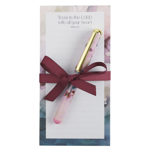 Trust in the Lord Magnetic Notepad and Pen Gift Set - Proverbs 3:5