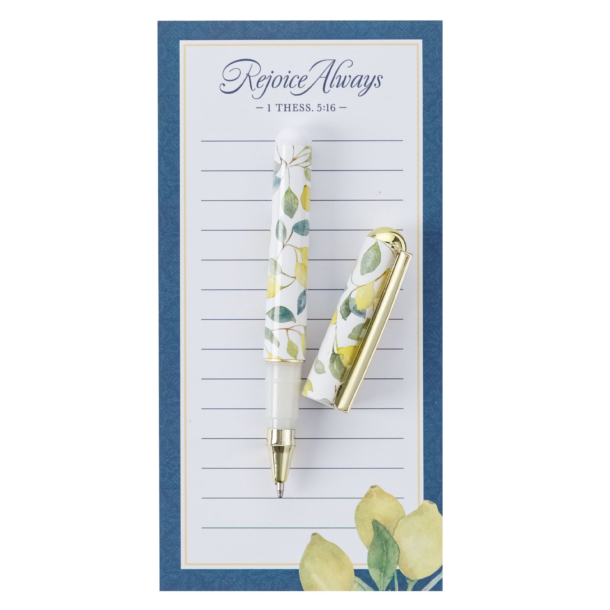 Rejoice Always Lemon Magnetic Notepad with Pen Set - 1