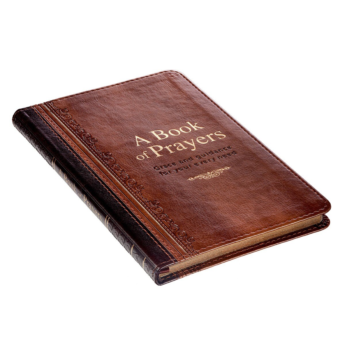 A Book of Prayers Twotone Brown Faux Leather Prayer Book