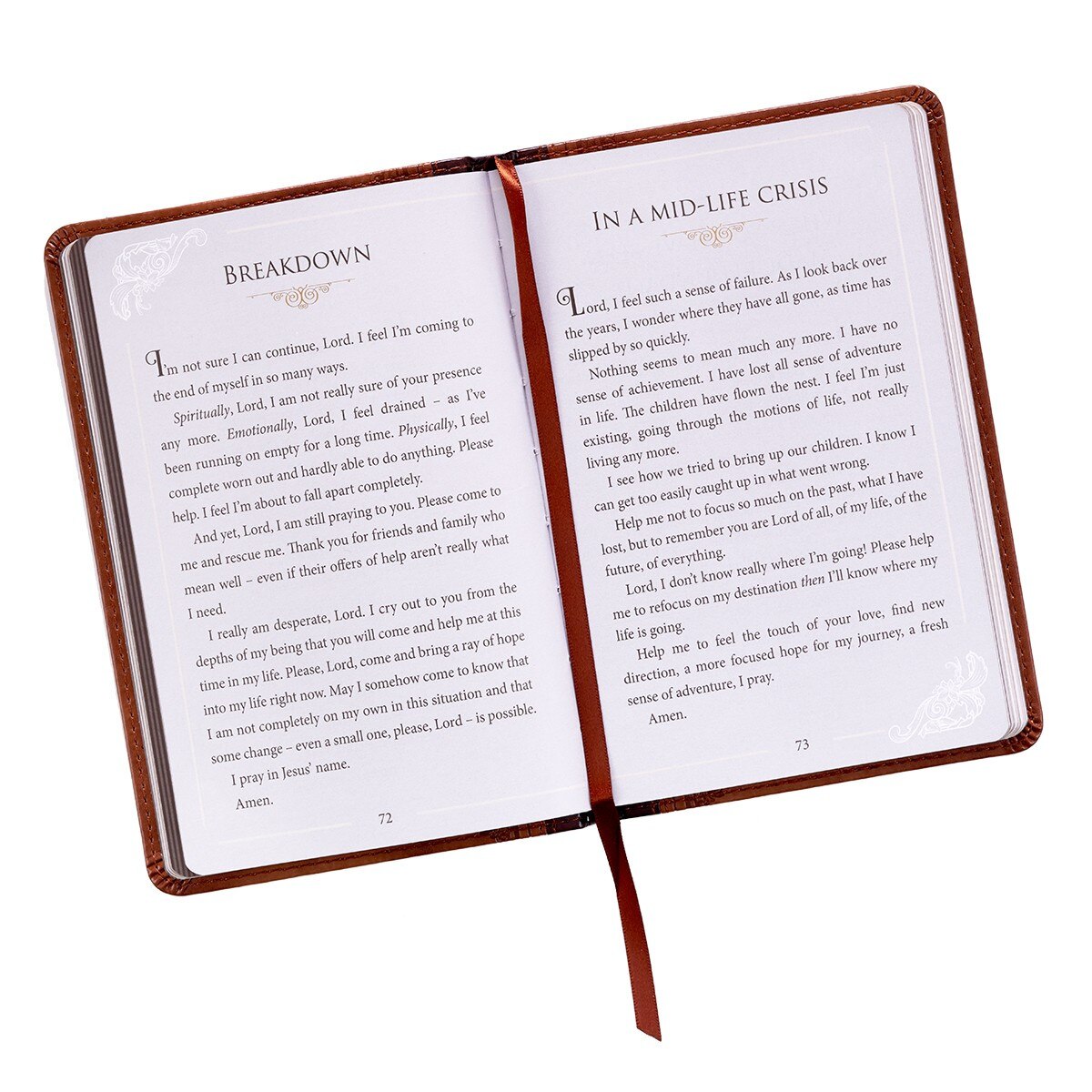 A book of prayers two tone brown faux leather prayer book