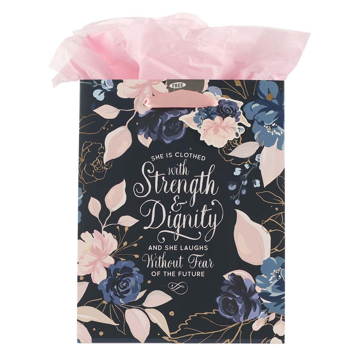 Blue Roses Strength and Dignity Medium Gift Bag - Proverbs 31:25 Blue Roses Strength and Dignity Medium Gift Bag - Proverbs 31:25