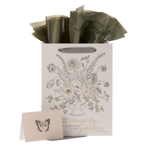 Garden Notes Gray Flowerpot Large Portrait Gift Bag and Card Set